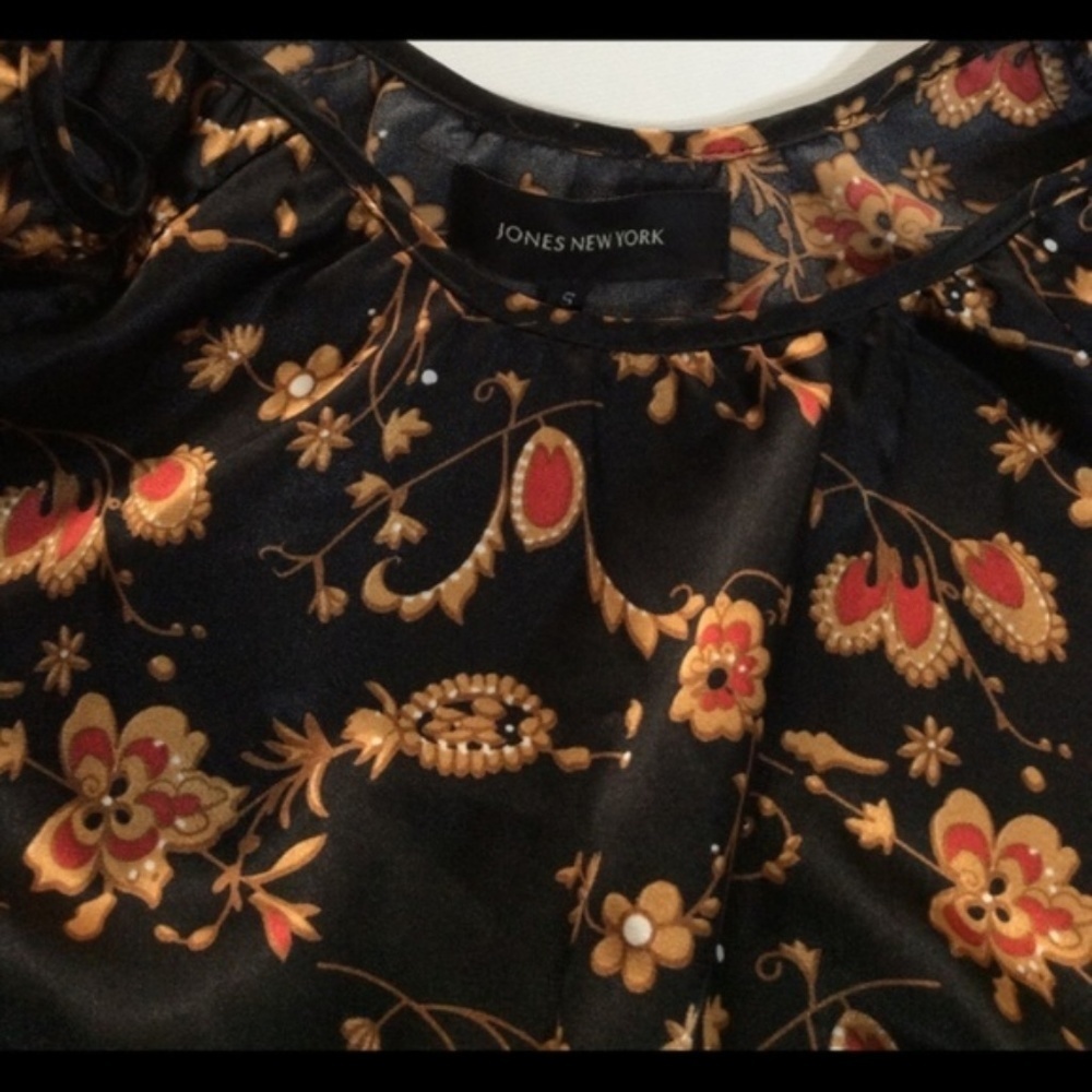 Jones New York | Dress Floral Neutral Black Fall Colors Orange Brown - Picture 6 of 9